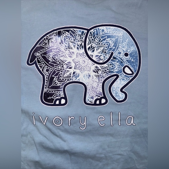 Ivory Ella Long Sleeve Pocket Graphic Tee T Shirt Womens S Small Light Blue - Picture 2 of 10